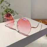 Luxe Oversized Round Gradient Sunglasses - Vintage Chic