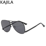 Oversized Oval Pilot Mask Sunglasses - Luxury Punk Metal Frame Eyewear