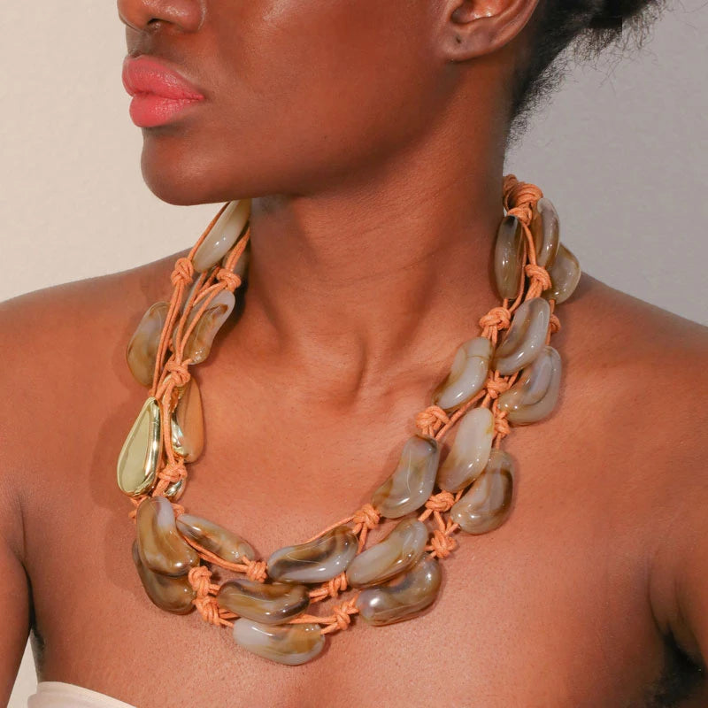 Fashion Statement Necklace Acrylic Beads Handmade for Women Girl Trendy Party Jewelry
