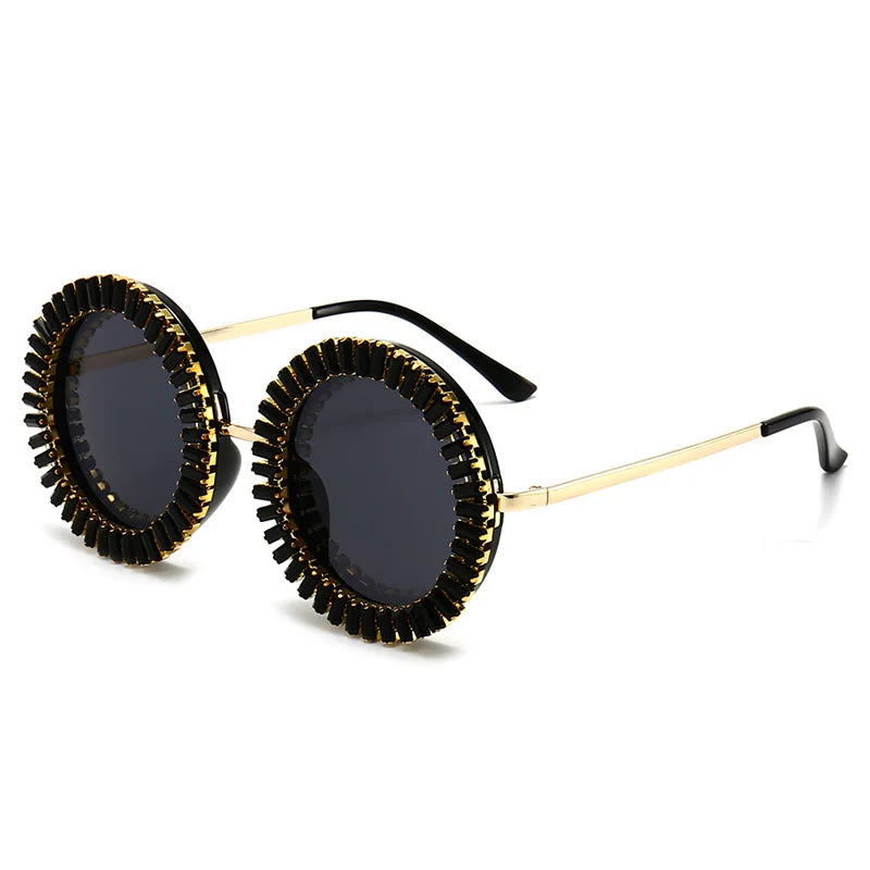 Chic Rhinestone Round Sunglasses | Punk UV400 Shades for Women & Men