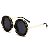 Chic Rhinestone Round Sunglasses | Punk UV400 Shades for Women & Men