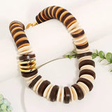 Handmade Wooden Bead Necklace – Vintage Plant Pendant Jewelry