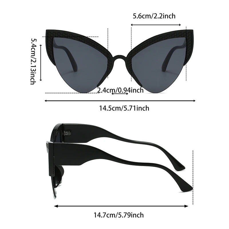 KAMMPT Retro Cat-Eye Sunglasses: Chic Triangular UV400 Shades for Women