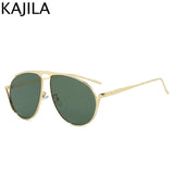 Oversized Pilot Mask Sunglasses - Luxury Punk Metal Frame Shades for Women