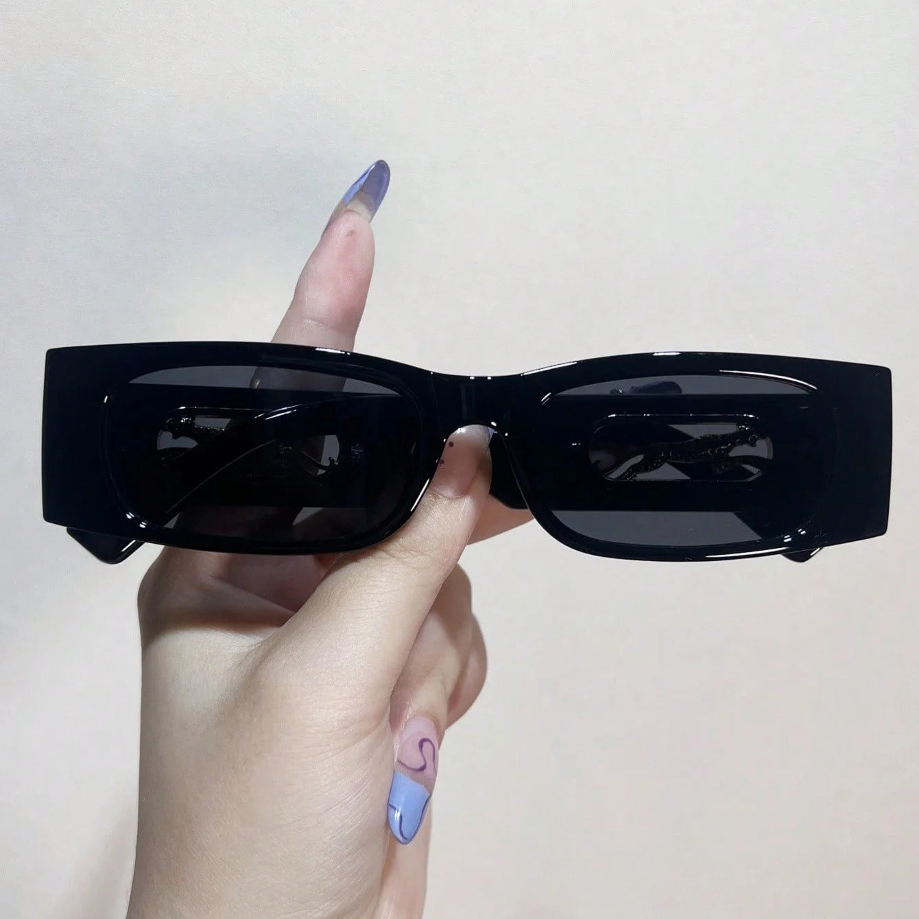 Y2K Leopard Temple Square Sunglasses - Retro Chic for Women