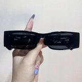 Y2K Leopard Temple Square Sunglasses - Retro Chic for Women