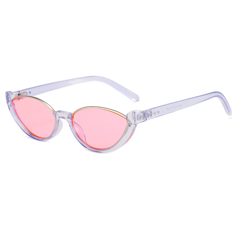 Chic Small Cat Eye Sunglasses: Leopard & Black Half-Frame UV400