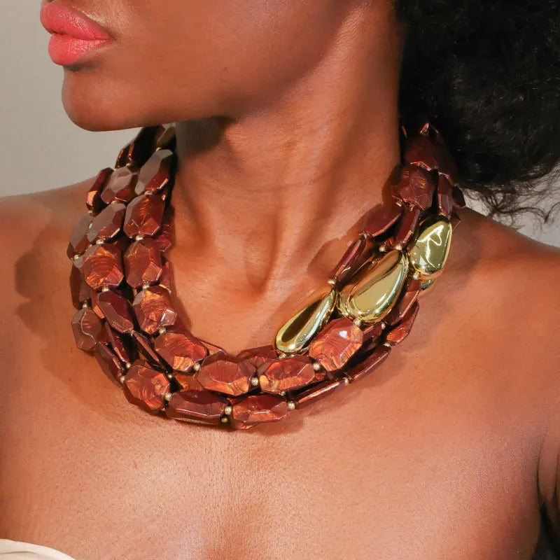 Luxury Retro Multi-Layer Beaded Necklace - Vintage Chic Statement Jewelry