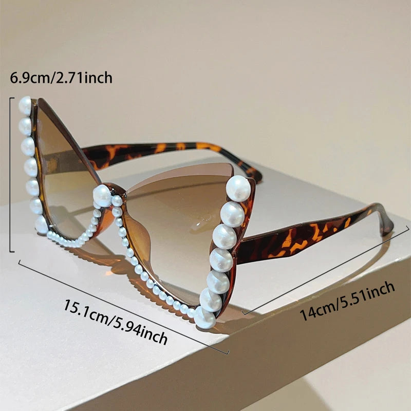 KAMMPT Pearl Butterfly Oversized Sunglasses - Gradient UV400 Shades