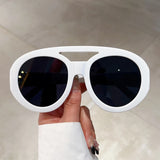 Oversized Round Goggle Sunglasses - Double Bridge Gradient Shades