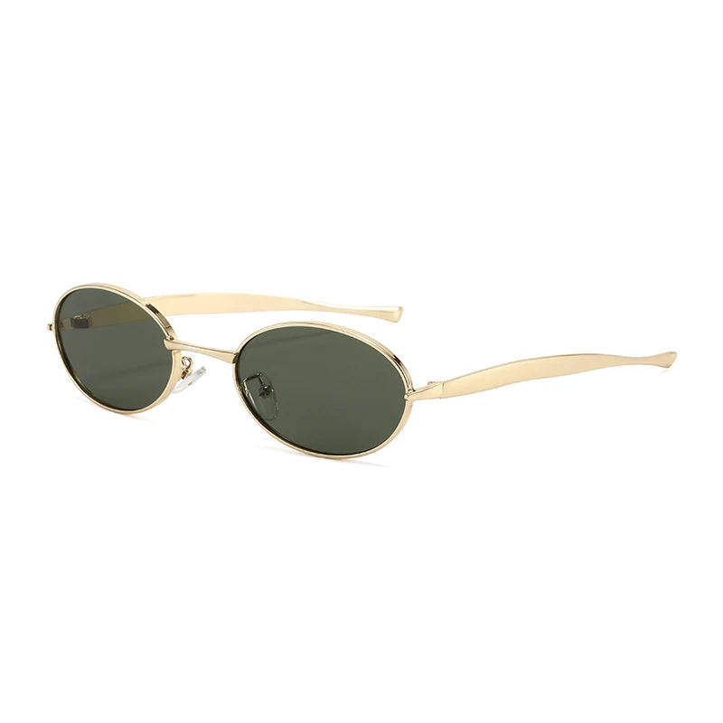 Luxury Oval Y2K Sunglasses | Women's Metal Frame UV400 Shades