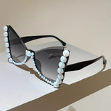 KAMMPT Pearl Butterfly Oversized Sunglasses - Gradient UV400 Shades