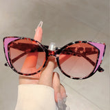 Luxe Leopard Cat Eye Sunglasses - Gradient UV400 Protection