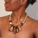 Handmade Wooden Bead Statement Necklace