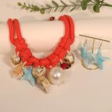Statement Boho Necklace&Earrings Starfish&Shells Jeweory handmade for Women Girl Gift