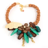Statement Beads Necklace and Gold Butterfly Woman for Women Girl Trendy Party Jewelry