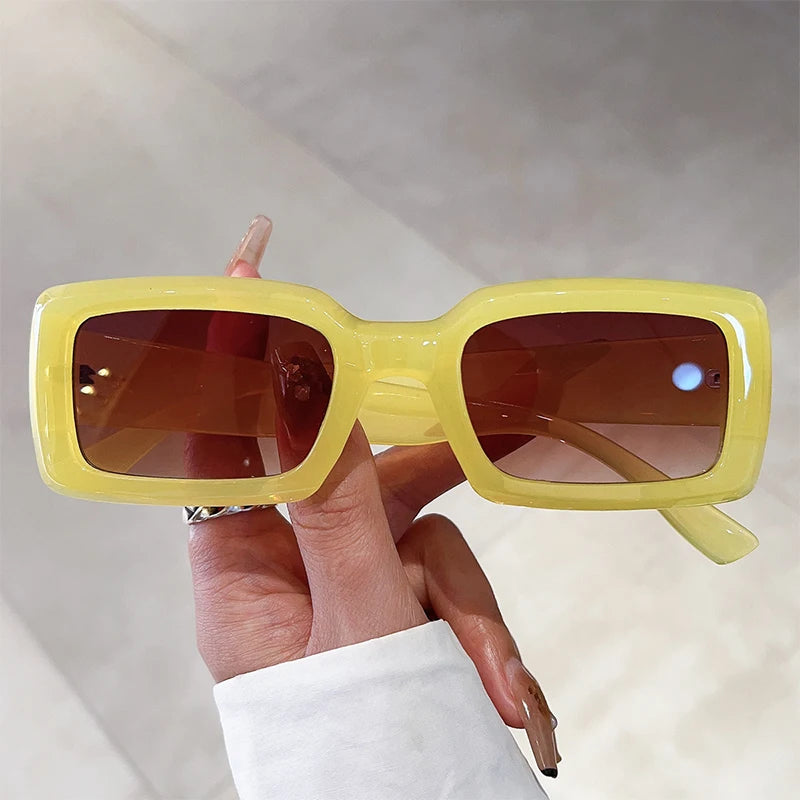 Chic Retro Rectangle Sunglasses – Gradient UV400 Candy Shades