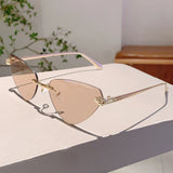 Rimless Triangle Pink Gradient Sunglasses – Retro Luxury Shades