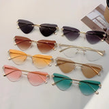 Rimless Triangle Pink Gradient Sunglasses – Retro Luxury Shades