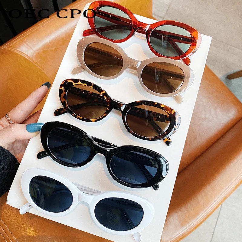 Retro Cat Eye UV400 Sunglasses - Chic Punk Red Green Shades