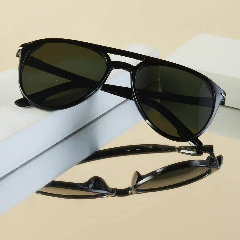 Luxury Pilot Double Bridge Sunglasses for Men - Retro Oversized Frames