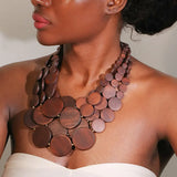 Handmade Wooden Bead Statement Necklace – Vintage Party Jewelry