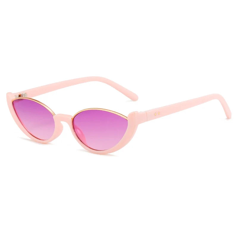Chic Small Cat Eye Sunglasses: Leopard & Black Half-Frame UV400