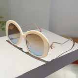 Oversized Pearl Gradient Sunglasses - UV400 Round Shades for Women
