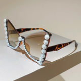 KAMMPT Pearl Butterfly Oversized Sunglasses - Gradient UV400 Shades