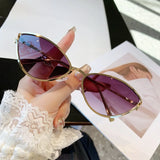 RELEN Chic Metal Cat Eye Sunglasses - Vintage Small Frame Design