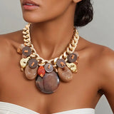 Statement Colorful Resin and Gold Chain Necklace for Women Girl Trendy Party Jewelry