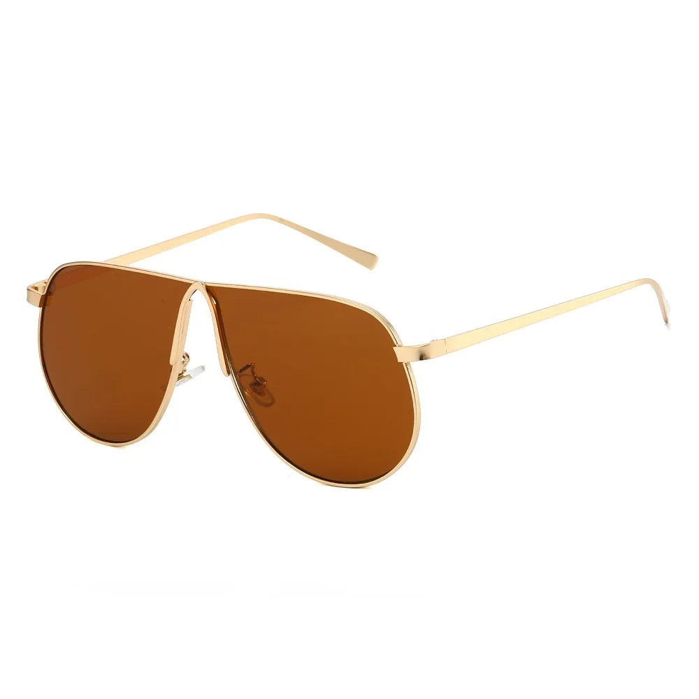 Chic Oversized Champagne Gradient Oval Sunglasses for Women