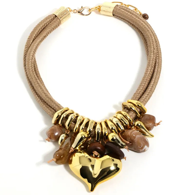 Golden Heart Statement Necklace
