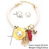 Vintage Pearl & Leaf Pendant Necklace