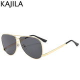 Oversized Oval Pilot Mask Sunglasses - Luxury Punk Metal Frame Eyewear