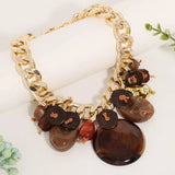 Statement Colorful Resin and Gold Chain Necklace for Women Girl Trendy Party Jewelry