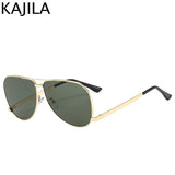 Oversized Oval Pilot Mask Sunglasses - Luxury Punk Metal Frame Eyewear