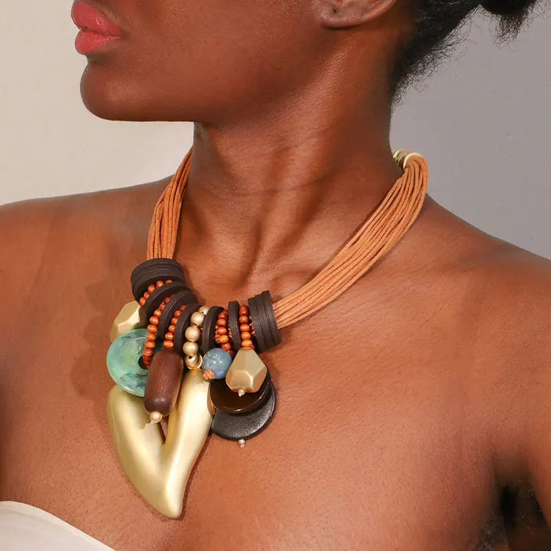 Bold Geometric Rope Statement Necklace