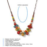 Boho Chic Multilayer Ceramic Necklace - Adjustable Vintage Statement Jewelry