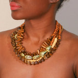Vintage Multi-Layer Wooden Bead Necklace – Retro Statement Jewelry