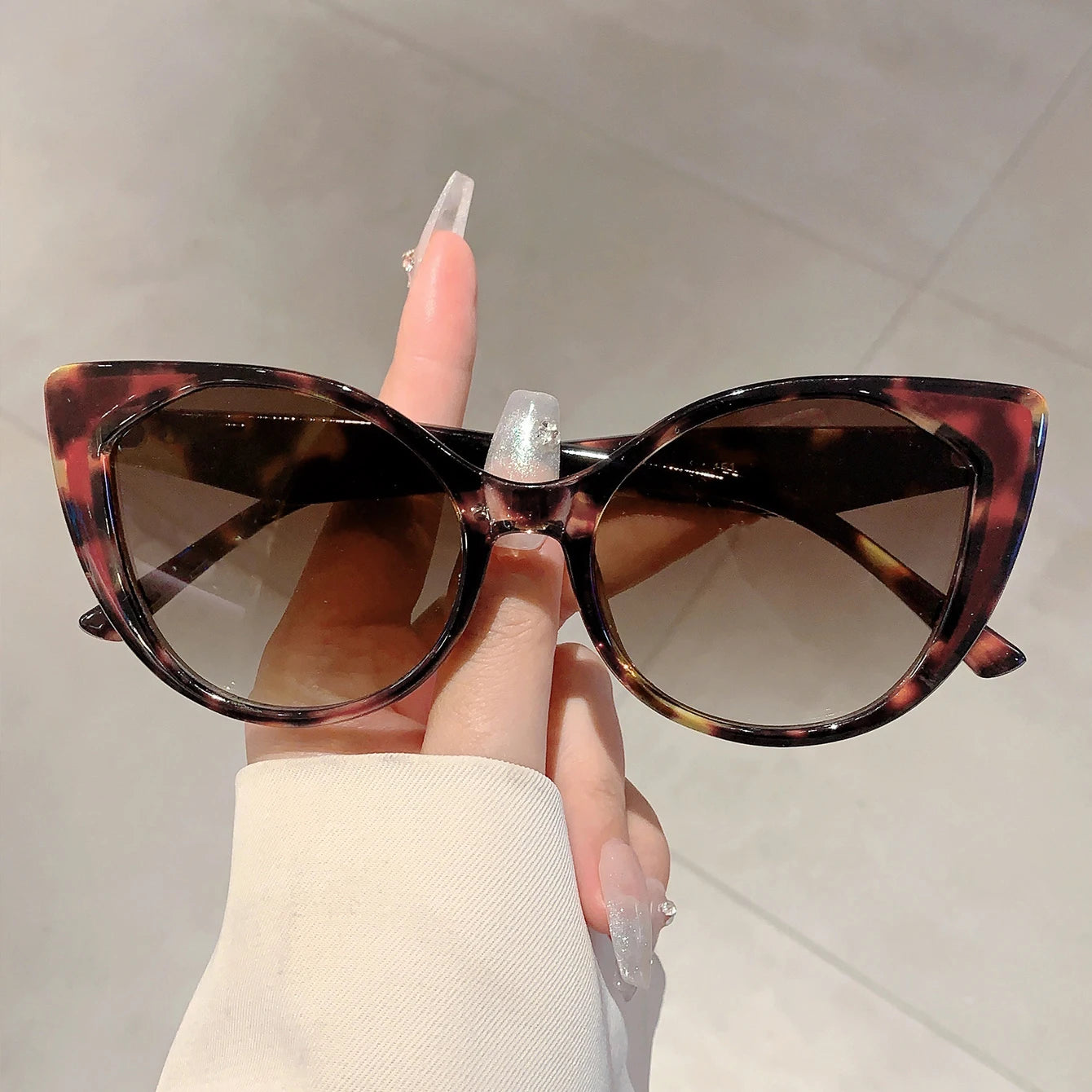 Luxe Leopard Cat Eye Sunglasses - Gradient UV400 Protection