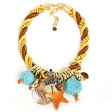 Statement Boho Necklace with Starfish&Frog Design for Women Trendy Wedding Party Jewelry