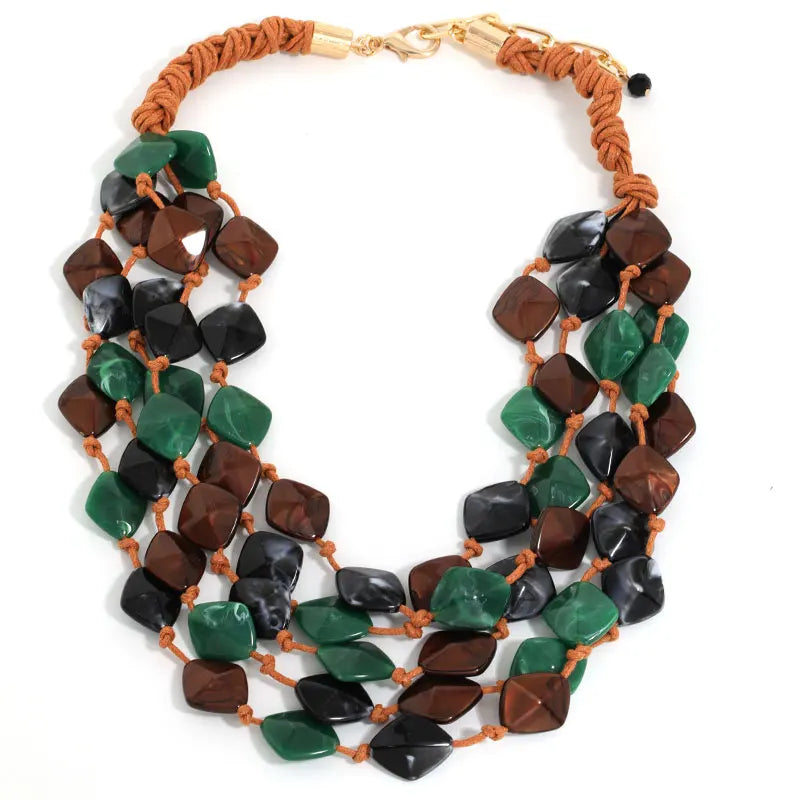 Boho Chic Multi-Layer Beaded Necklace - Vintage Statement Jewelry