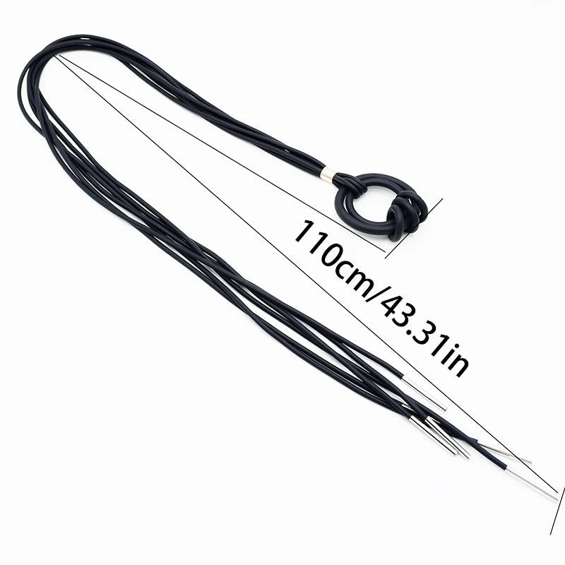 Black Rubber Tassel Pendant Necklace - Statement Jewelry