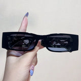 Y2K Leopard Temple Square Sunglasses - Retro Chic for Women