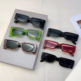 Vintage Rectangle Sunglasses: Candy Color Rim & UV400