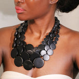 Handmade Wooden Bead Statement Necklace – Vintage Party Jewelry