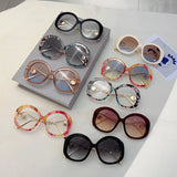 Oversized Pearl Gradient Sunglasses - UV400 Round Shades for Women