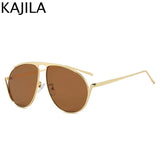 Oversized Pilot Mask Sunglasses - Luxury Punk Metal Frame Shades for Women