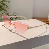 Rimless Triangle Pink Gradient Sunglasses – Retro Luxury Shades